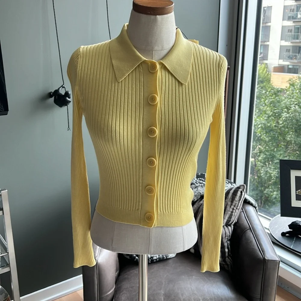 New Sandro Olympe Collared Cardigan Sweater Size 1 (Small) - Picture 2 of 6